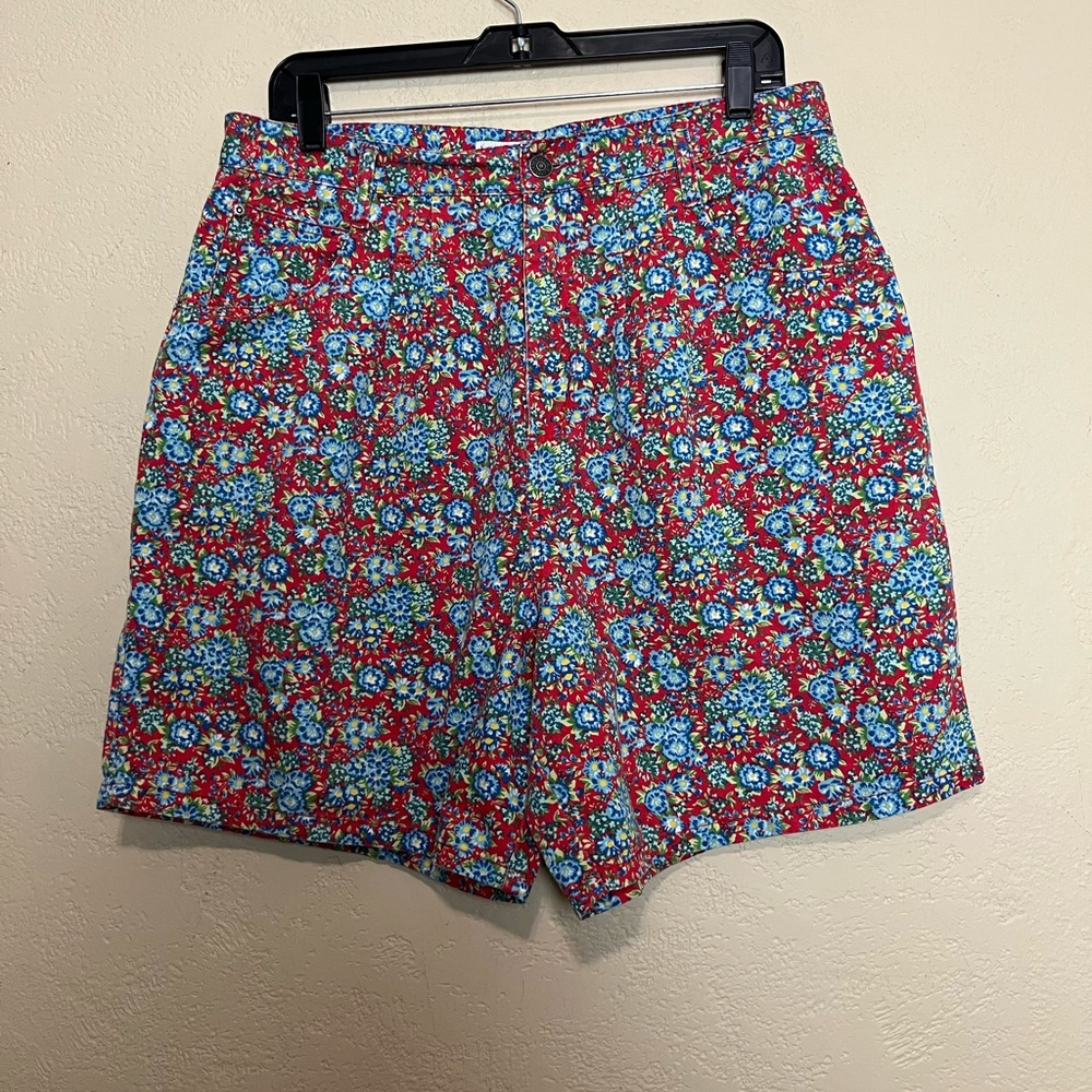 Vintage Cherokee women moms high rise front‎ pleated floral multicolor shorts 14 - Picture 15 of 16